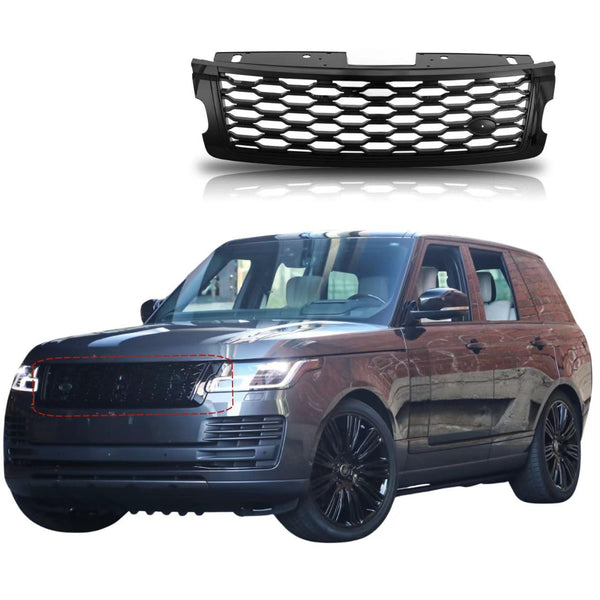 BUFEETERS Front Bumper Upper Grille Fit For 2018 2019 2020 2021 2022 Land Rover Range Rover Vogue L405,Gloss Black