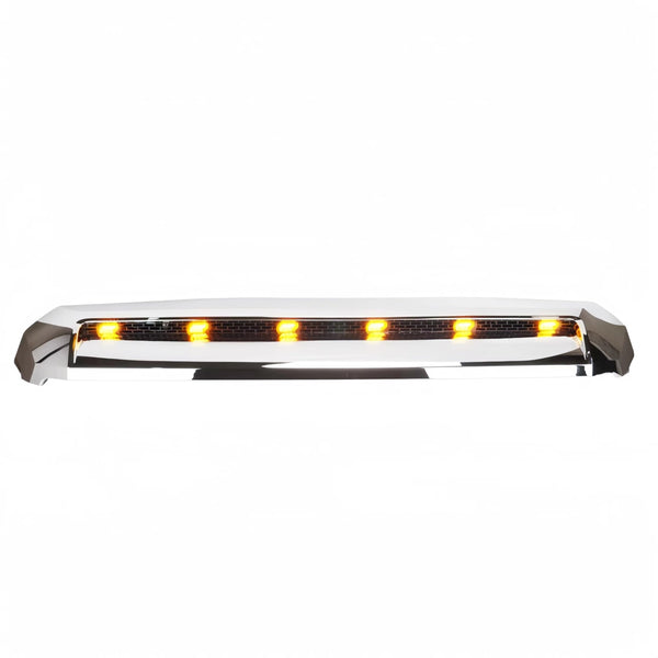 BUFEETERS  Front Upper Grille Hood Scoop Chrome w/ led Lights Lamp Fit For Toyota Tundra 2014 2015 2016 2017 2018 2019 2020 2021,Silver