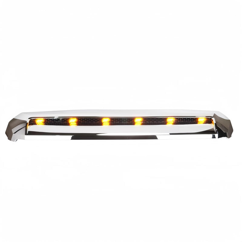 BUFEETERS  Front Upper Grille Hood Scoop Chrome w/ led Lights Lamp Fit For Toyota Tundra 2014 2015 2016 2017 2018 2019 2020 2021,Silver