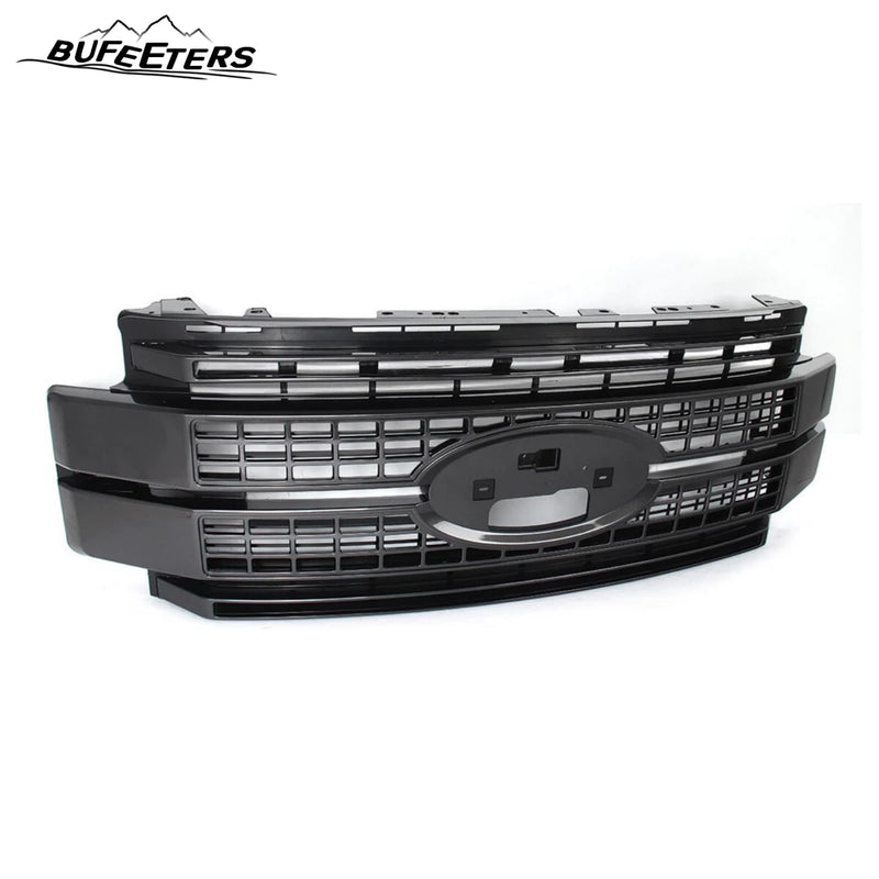 BUFEETERS Front Bumper Upper Grille Fit For 2017 2018 2019 F-250 F-350 F-450 F-550 Super Duty,Platinum Style,J7 Magnetic Metallic&Matte Black