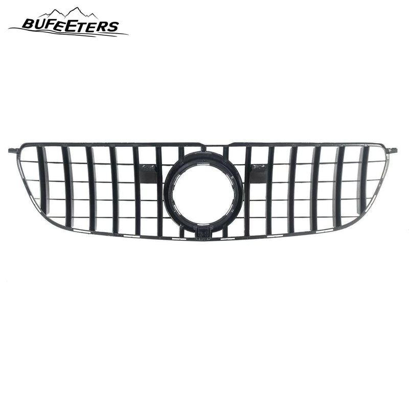 BUFEETERS  Front Bumper Upper Grille W/Camera Hole Fit For 2016 2017 2018 2019 Mercedes-Benz X166 GLS-Class,GT R Style,Chrome&Black