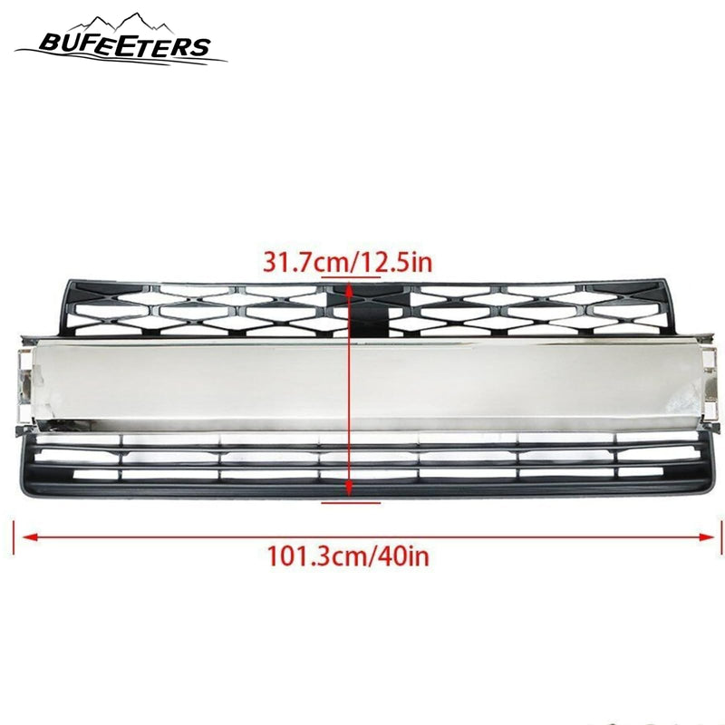 BUFEETERS  Front Bumper Center Grille Fit For 2014 2015 2016 2017 2018 2019 2020 Toyota 4Runner Limited,Mesh Style,Chrome＆Black