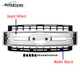BUFEETERS Front Bumper Upper Grille Fit For 2017 2018 2019 F-250 F-350 Super Duty,XL Style,UX Ingot Silver&Matte Black