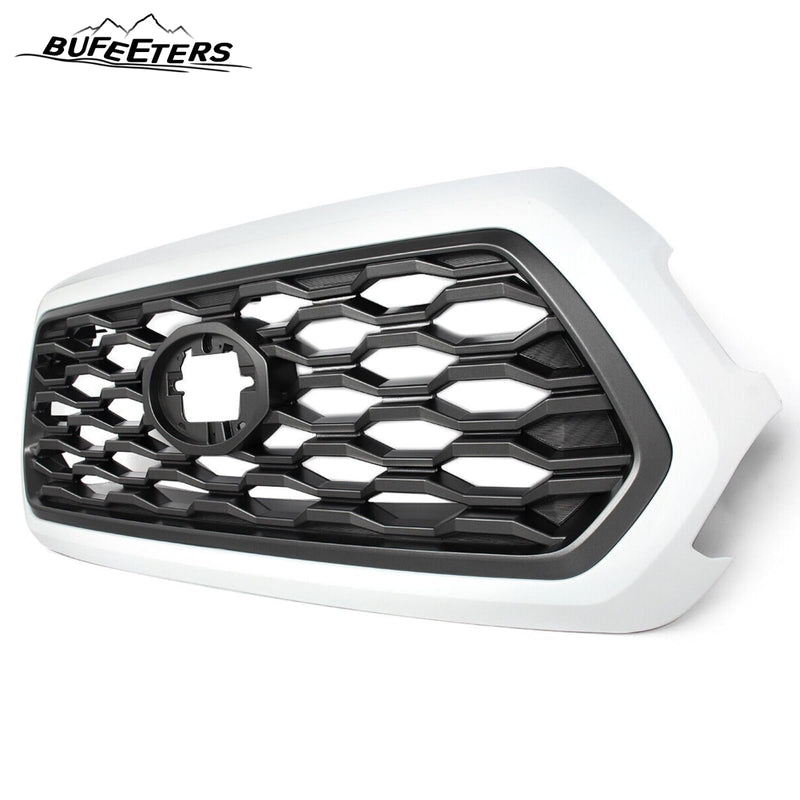 BUFEETERS   Front Bumper Grille Fit For 2016 2017 2018 2019 2020 2021 2022 2023 Toyota Tacoma TRD,Honeycomb 2021 TRD Look Style,040 Super White&Gray