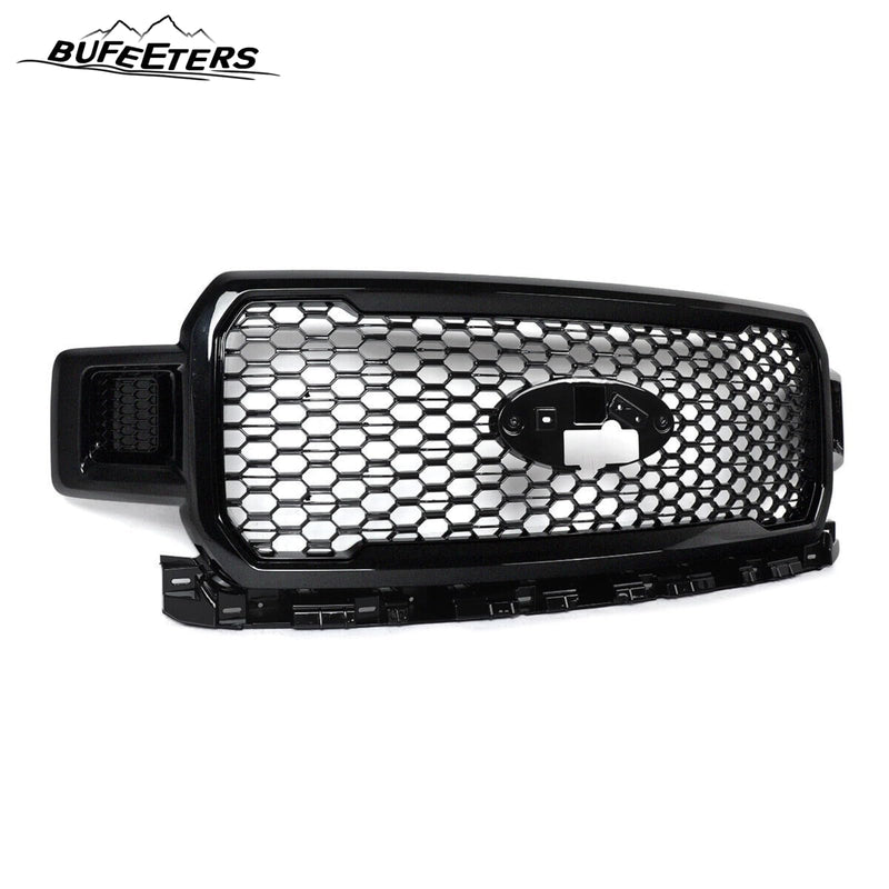 BUFEETERS  Front Upper Grille Grill Assembly Fit For 2018 2019 2020 Ford F-150,Honeycomb Style,Agate Black
