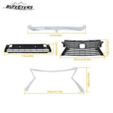 BUFEETERS  4PCS Front Bumper Upper Lower Grille Trim W/O Camera Hole Fit For 2016 2017 2018 2019 Lexus RX350 RX450h,Factory Style,Chrome&Black&Dark Gray