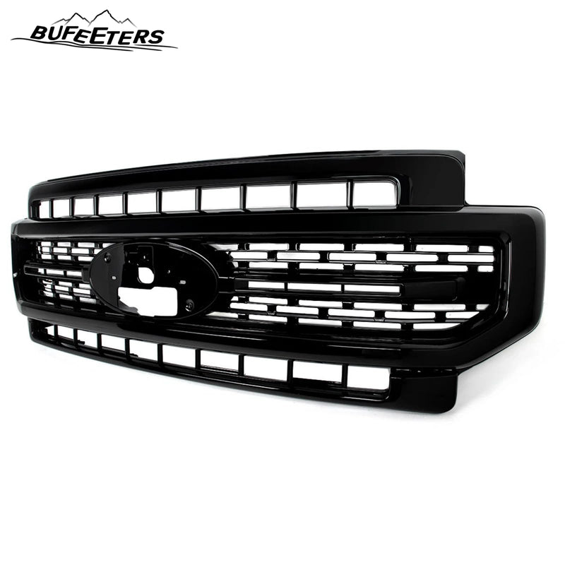 BUFEETERS Front Bumper Upper Grille Fit For 2020 2021 2022 F-250 F-350 F-450 F-550 Super Duty,Lariat Sport Style,Gloss Black