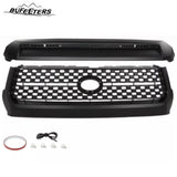 BUFEETERS  Front Grille&Hood Bulge Molding Set Fit For 2014 2015 2016 2017 2018 2019 2020 Toyota Tundra,Mesh Style,Matte Black