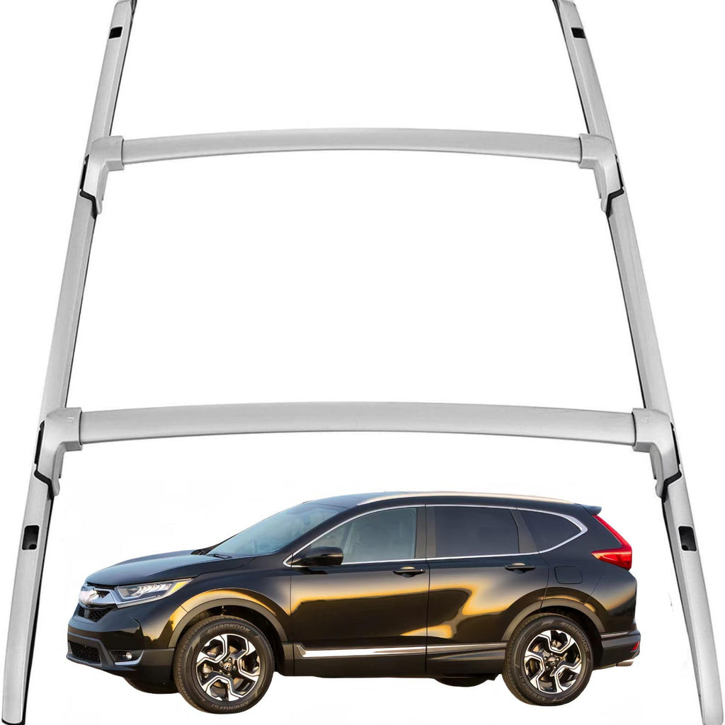 BUFEETERS  4Pcs Roof Rack Side Rails + Cross Bars Fit For 2017-2022 Honda CRV CR-V,OE Style,Silver
