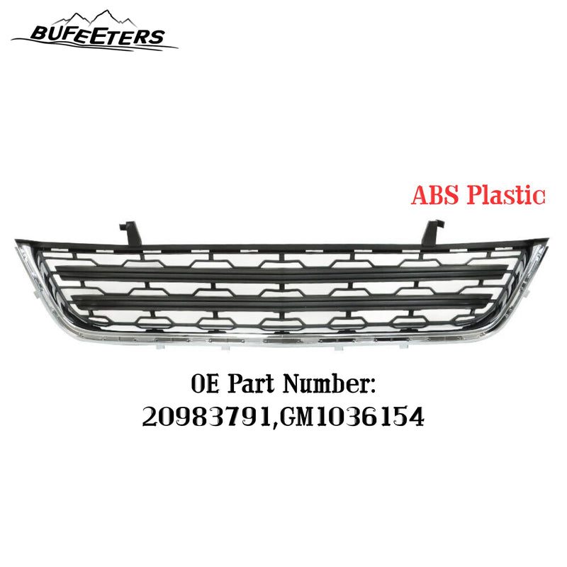 BUFEETERS  Front Bumper Lower Grille Fit For 2013 2014 2015 2016 2017 Chevy Chevrolet Traverse,Honeycomb Style,Chrome&Black