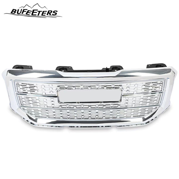 BUFEETERS Front Bumper Upper Chrome Grille Fit For 2016 2017 2018 GMC Sierra 1500,Denali Style,Chrome&Silver