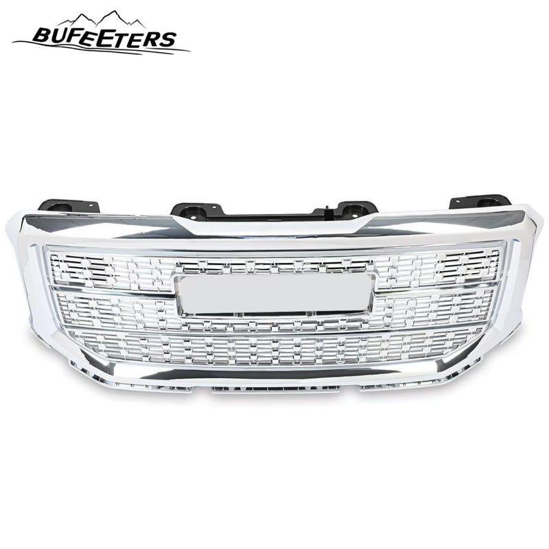 BUFEETERS Front Bumper Upper Chrome Grille Fit For 2016 2017 2018 GMC Sierra 1500,Denali Style,Chrome&Silver