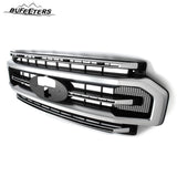 BUFEETERS Front Bumper Upper Grille Fit For 2020 2021 2022 F-250 F-350 Super Duty,Platinum Style,Brushed Satin Aluminum&Black