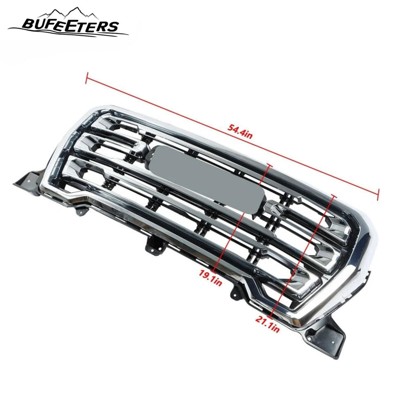 BUFEETERS Front Bumper Upper Chrome Grille Fit For 2019 2020 2021 GMC Sierra 1500 SLT,Factory Style
