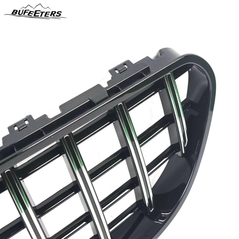 BUFEETERS  Front Upper Grille W/Camera Hole Fit For 2014 2015 2016 2017 2018 2019 2020 Mercedes Benz W217 S63 AMG Pre-/Facelift,GT Style,Chrome&Black