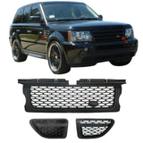 BUFEETERS  Grille Air Side Vent Set Fit For Range Rover Sport 2006 2007 2008 2009,Mesh Style,Matte Black