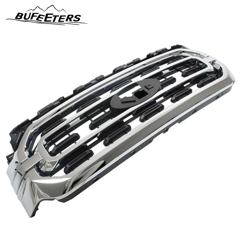 BUFEETERS Front Bumper Upper Grille Fit For 2021 2022 Ford F150 XLT,Horizontal Billet Style,Chrome&Black