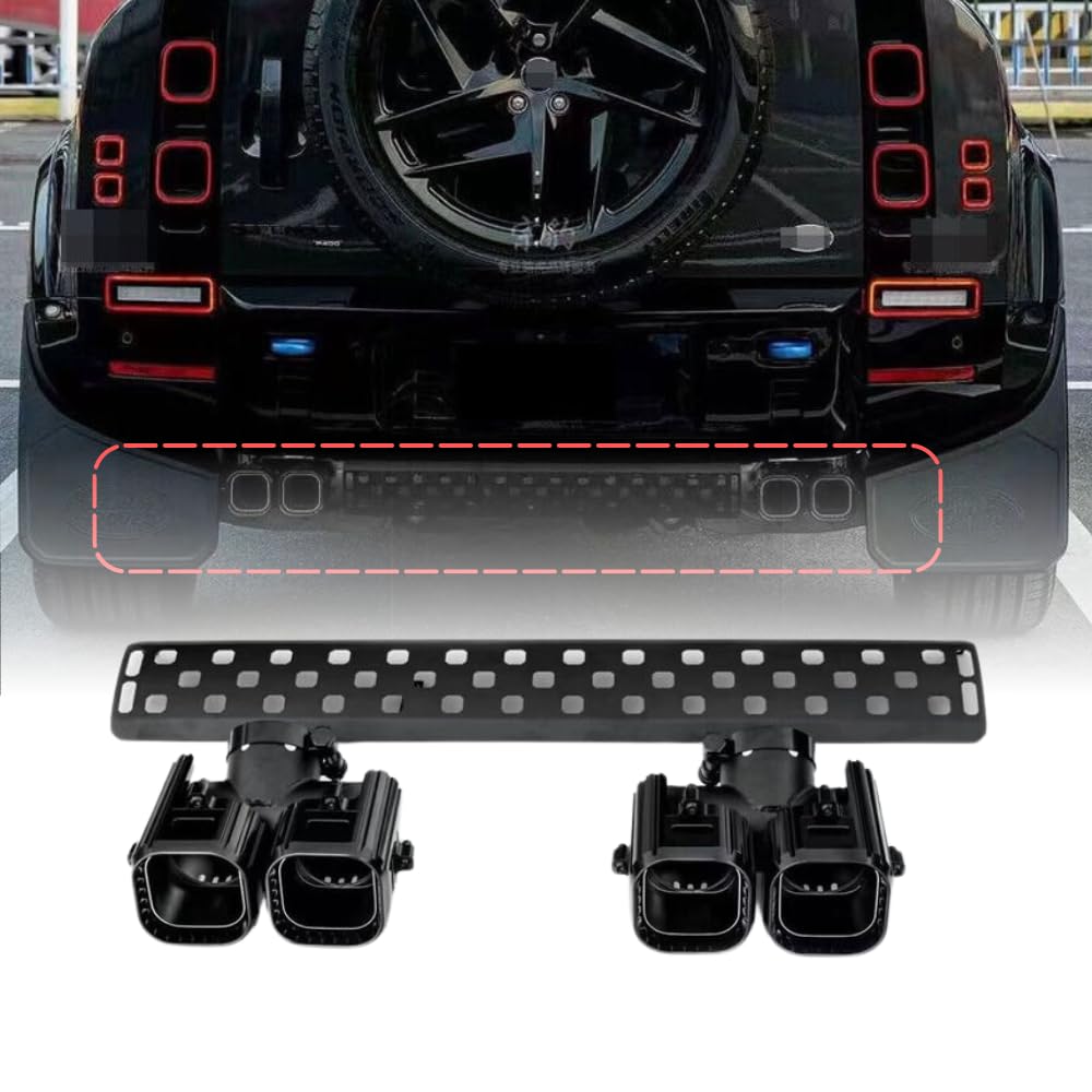 BUFEETERS Khan Look Exhause Pipe Fit For 2020 2021 2022 2023 2024 Land Rover Defender 110 130,Black