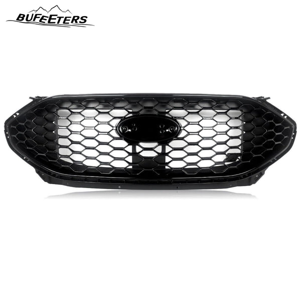 BUFEETERS  Front Bumper Upper Grille W/o Camero Hole Fit For 2019 2020 2021 2022 Ford Edge ST Sport 4Door,Mesh Style,Gloss Black