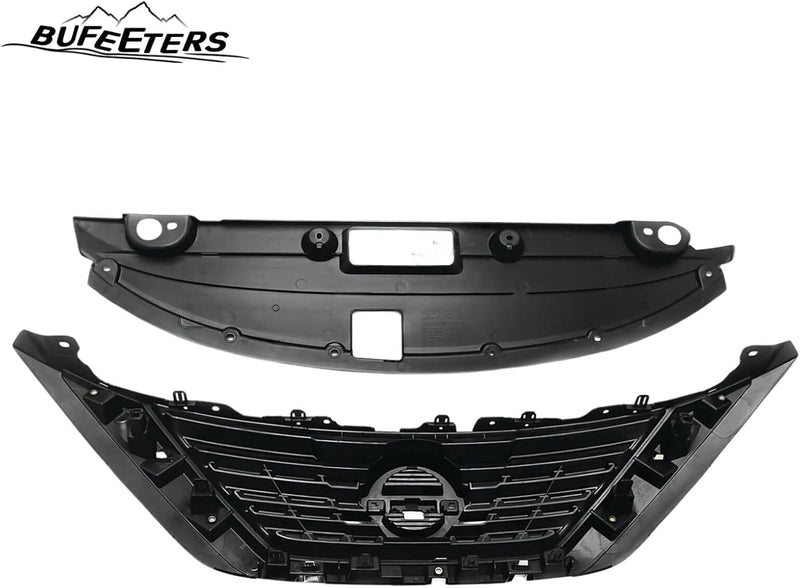 BUFEETERS  9PCS Front Grille Fog Light Kit + Radiator Cover + Bumper Bracket Fit For 2016 2017 2018 Nissan Altima,Mesh Style,Chrome&Black