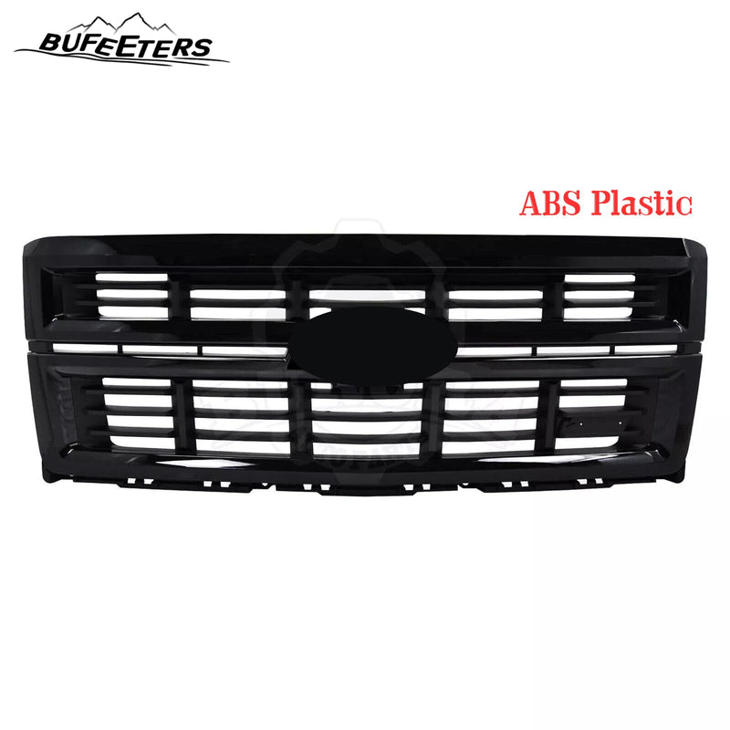 BUFEETERS Front Bumper Upper Grille Fit For 2014 2015 Chevy Silverado 1500,Horizontal Billet Style,Gloss Black
