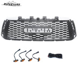 BUFEETERS Front Bumper Grille Hood Grill w/LED Amber Lights Fit For 2010 2011 2012 2013 Toyota Tundra,Mesh Style,Black