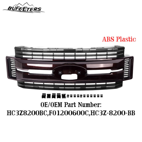 BUFEETERS Front Bumper Upper Grille Fit For 2017 2018 2019 F-250 F-350 F-450 F-550 Super Duty,XL Style,Magma Red&Matte Black