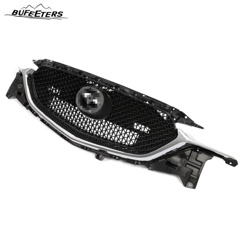 BUFEETERS Front Bumper Upper Grille Assembly Fit For 2017 2018 2019 2020 2021 Mazda CX-5 CX5,Mesh Style,Chrome&Black