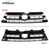 BUFEETERS Front Bumper Upper + Lower Grille w/O Camera Hole Fit For 2017 2018 2019 Toyota Highlander,Mesh Style,Chrome&Black