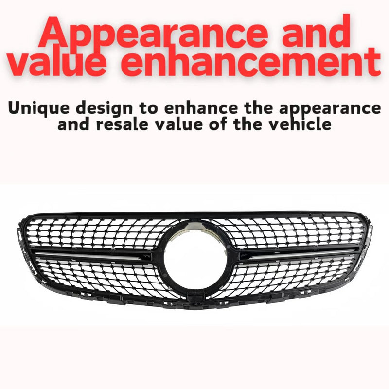 BUFEETERS Chrome Diamond Front Grille Fit For 2015-2019 Mercedes Benz X253 GLC300 GLC43