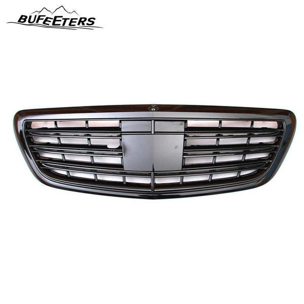 BUFEETERS  Front Bumper Upper Grille Fit For 2014 2015 2016 2017 2018 2019 2020 Mercedes Benz W222 S580 S560 S63 S65,Mesh Style,Gloss Black