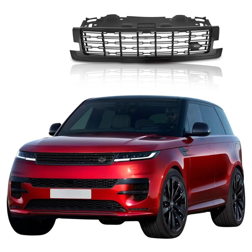 BUFEETERS Front Bumper Upper Grille Fit For 2023 2024 Land Rover Range Rover L405,Mesh Style,Gloss Black