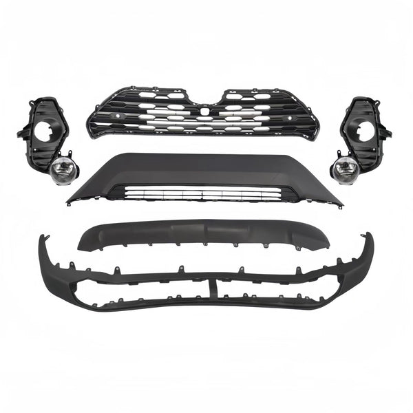 BUFEETERS  Front Bumper Upper Lower Grille Fog Light Cover Fit For Toyota RAV4 2019-2022 ,Honeycomb Style,Black