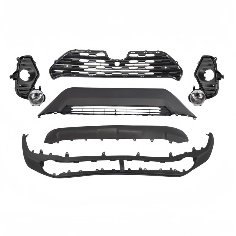 BUFEETERS  Front Bumper Upper Lower Grille Fog Light Cover Fit For Toyota RAV4 2019-2022 ,Honeycomb Style,Black