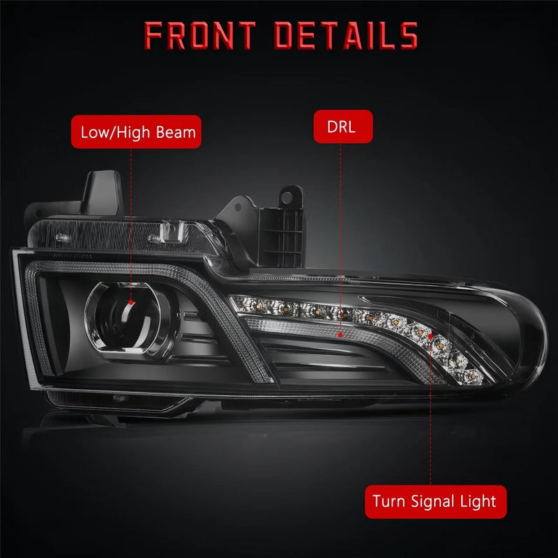 BUFEETERS   Projector Headlights Headlamps With Grille Fit For 2007 2008 2009 2010 2011 2012 2013 2014 2015 Toyota FJ Cruiser