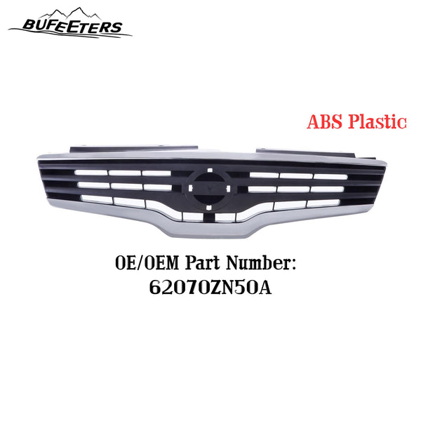 BUFEETERS Front Bumper Upper Grille Fit For 2007 2008 2009 Nissan Altima Sedan,Factory Style,Chrome&Dark Gray
