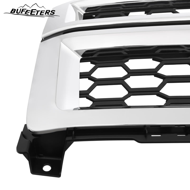 BUFEETERS Front Bumper Upper Grille Fit For 2014 2015 Chevy Silverado 1500,Honeycomb Style,Chrome&Black