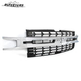 BUFEETERS Front Bumper Upper Grille Fit For 2019 2020 2021 Chevy Silverado 1500,Factory Style,Chrome&Matte Black