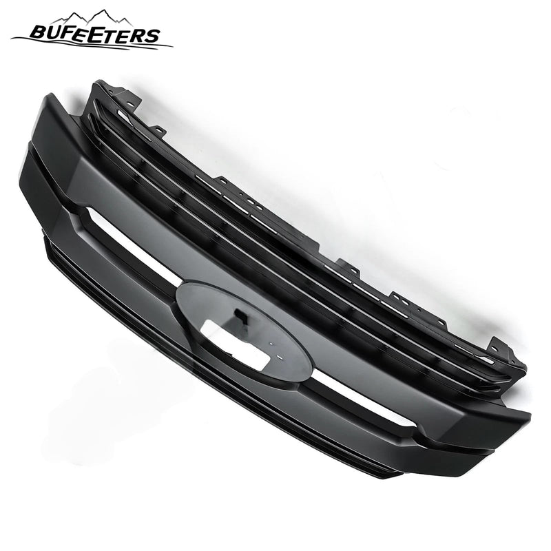 BUFEETERS Front Bumper Upper Grille Fit For 2017 2018 2019 F-250 F-350 F-450 F-550 Super Duty,Lariat Style,Matte Black