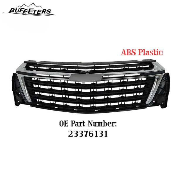 BUFEETERS  Front Bumper Upper Grille Fit For 2022 2023 Chevy Chevrolet Traverse,Horizontal Billet Style,Chrome&Black
