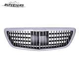 BUFEETERS  Front Upper Grille Fit For 2013 2014 2015 2016 2017 2018 2019 2020 Mercedes Benz S class W222 S400 S550,Maybach Style,Chrome&Black