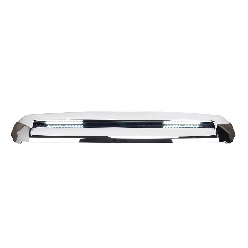 BUFEETERS  Front Hood Bulge Molding With Light  Fit For 2014 2015 2016 2017 2018 2019 2020 2021 Toyota Tundra,White+Chrome
