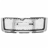 BUFEETERS  Front Bumper Upper & Lower Grille Hood Grill Fit For 2007 2008 2009 2010 2011 2012 2013 GMC Sierra 1500,New Body Style,Chrome&Silver