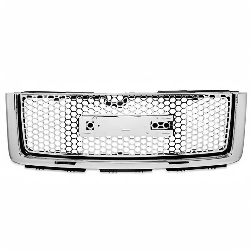BUFEETERS  Front Bumper Upper & Lower Grille Hood Grill Fit For 2007 2008 2009 2010 2011 2012 2013 GMC Sierra 1500,New Body Style,Chrome&Silver