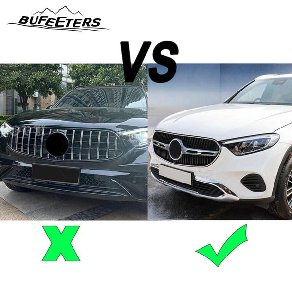 BUFEETERS   Front Bumper Upper Grille Fit For 2023 2024 Mercedes-Benz X254 GLC200 260 300,GTR Style,Gloss Black