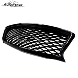 BUFEETERS   Front Bumper Upper Grille Fit For 2018 2019 2020 2021 2022 INFINITI Q50 Q50S W/Sensor Holes,Honeycomb Style,Gloss Black