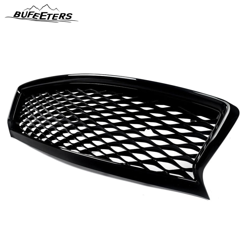 BUFEETERS   Front Bumper Upper Grille Fit For 2018 2019 2020 2021 2022 INFINITI Q50 Q50S W/Sensor Holes,Honeycomb Style,Gloss Black
