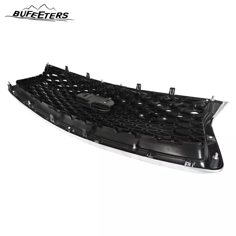 BUFEETERS   Front Bumper Upper Grille Fit For 2018 2019 2020 2021 2022 2023 INFINITI Q50 W/Sensor Holes,Mesh Style,Chrome&Black
