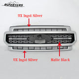BUFEETERS Front Bumper Upper Grille Fit For 2020 2021 2022 F-250 F-350 F-450 F-550 Super Duty,Lariat Sport Style,UX Ingot Silver&Matte Black