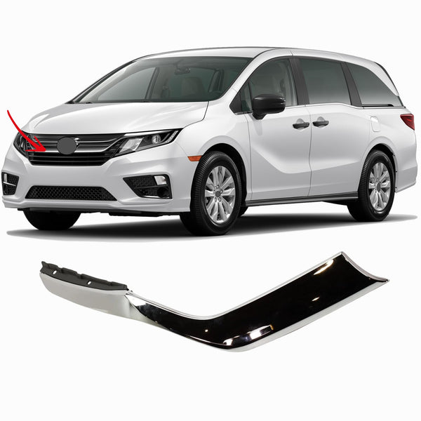BUFEETERS Front Upper Grille Chrome Trim Grill Passenger Right Side Hand Fit For 2018 2019 2020 Honda Odyssey
